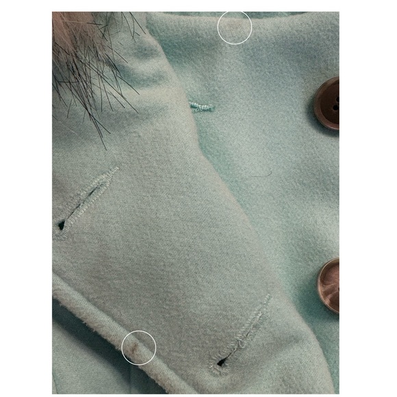 Cat & Jack Girls Heavy Pea Coat Removable Fur Trim Mint Green Size 7/8 - Picture 11 of 11